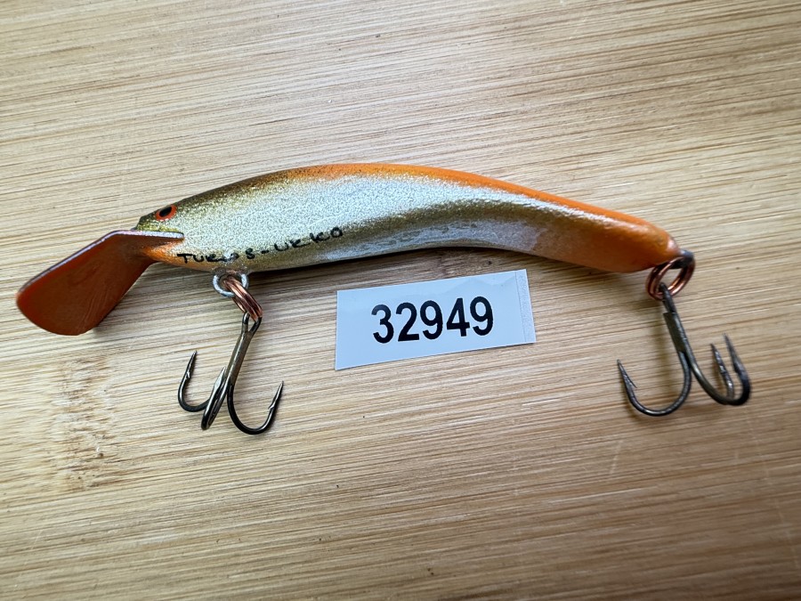 Wobbler, Turus Ukko, Handmade in Finland, gemarkt, orange/gold/orange, 7cm, 5,50g, ungefischt
