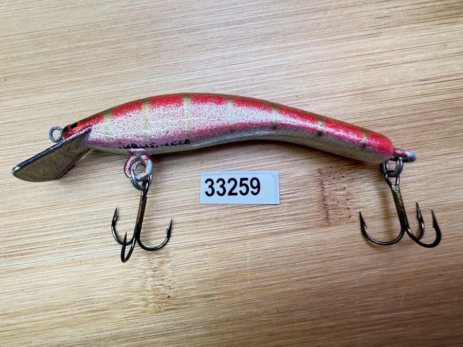 Wobbler, Turus Ukko, Handmade in Finland, gemarkt, silber/rot/gold/schwarz, 9cm, 11,00g, ungefischt