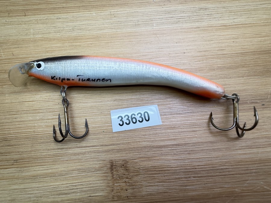 Wobbler, Turus Ukko, Kilpa Turunen gemarkt, orange/creme/orange/schwarz, 10cm, 12g, ungefischt