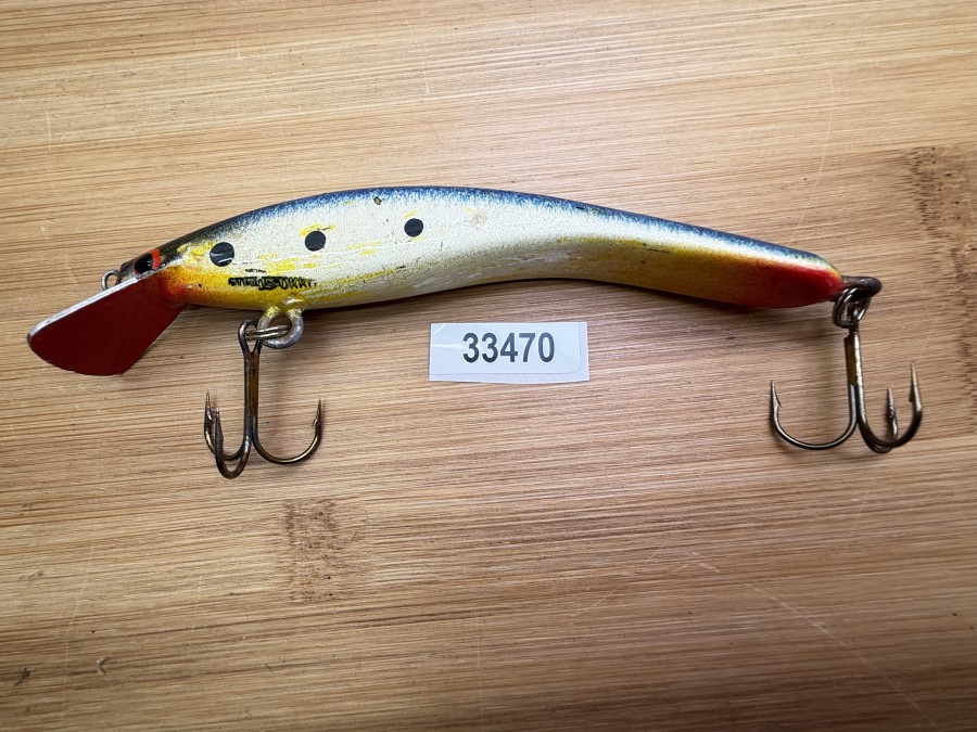 Wobbler, Turus Ukko, Handmade in Finland, gemarkt, rot/gelb/blau/schwarz, 12cm, 15,00g, ungefischt