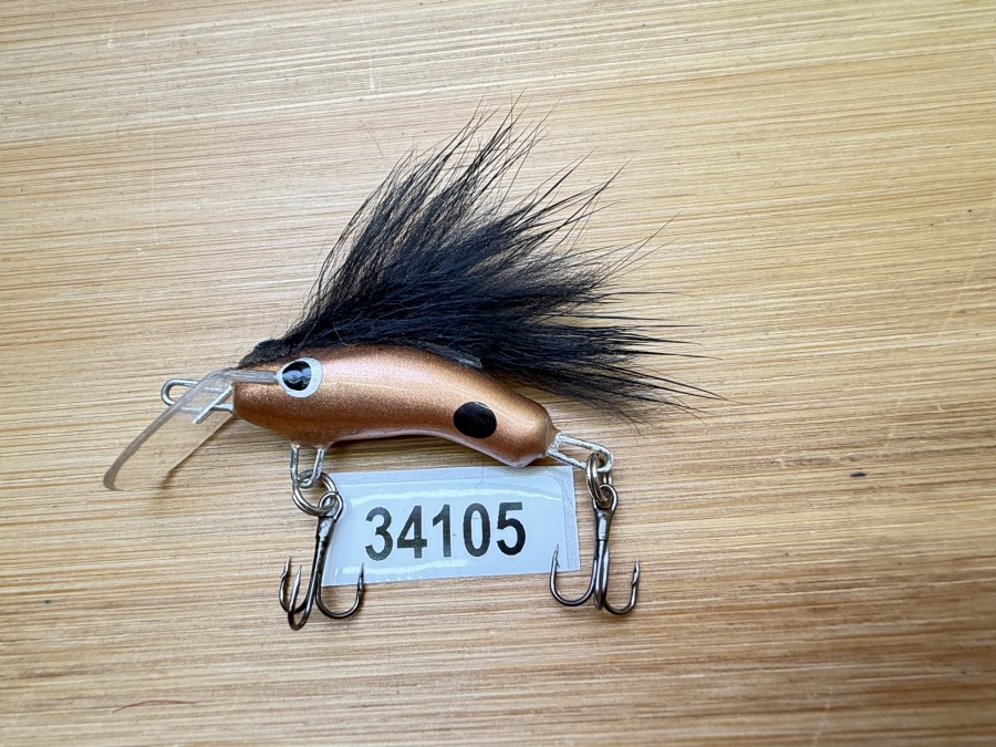 Wobbler, Turunen Finland, 3cm, 4g, kupfer, schwarzer Fellstreifen, ungefischt
