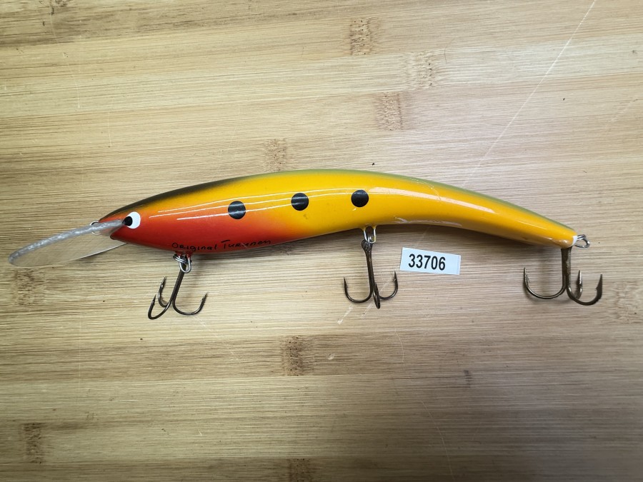 Wobbler, Turus Ukko, Original Turunen gemarkt, rot/orange/grün/schwarz, 20cm, 53g, ungefischt