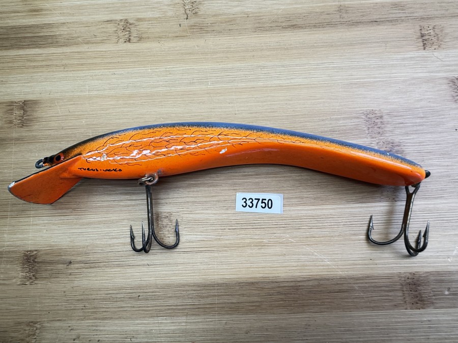 Wobbler, Turus Ukko, Handmade in Finland, Turus Ukko gemarkt, Kingfisher, rot/blau/schwarz, 20cm, 55g, ungefischt,
