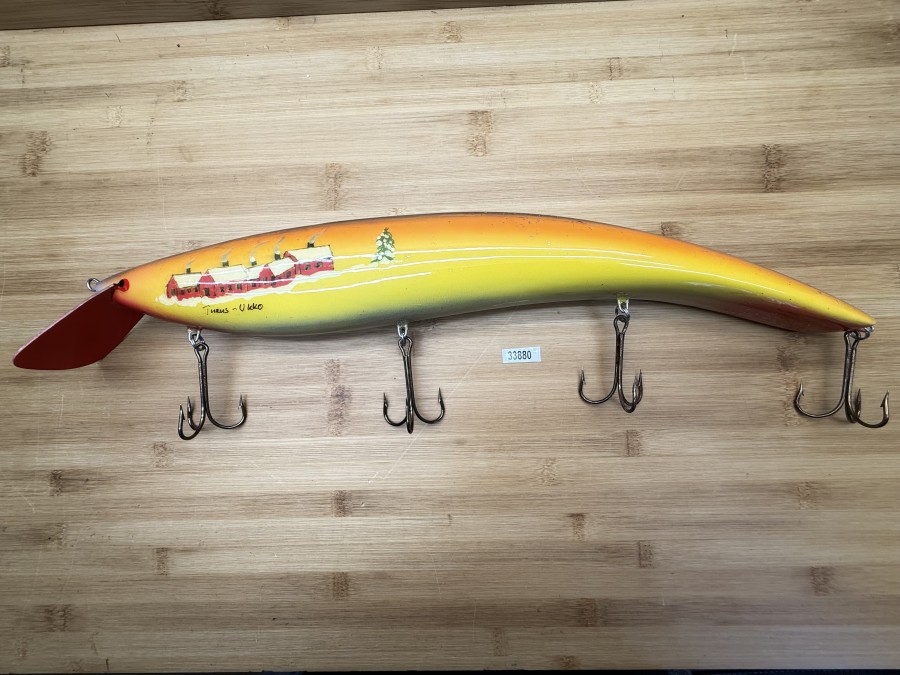 Wobbler, Turus Ukko Sonderedition Dezember 1991, Handmade in Finland, Turus Ukko gemarkt, Joulu kuu 1/5, rot/silber/gelb/orange/violett, 50cm, 518g, ungefischt