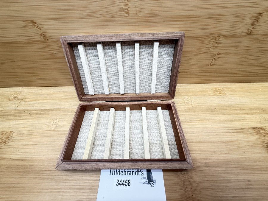 Fliegenbox, Mahagoni, 140x85x25mm, feste Schaumstoffstreifen, schöne Handarbeit