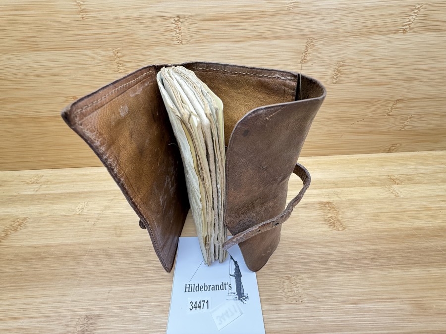 Vintage Vorfachtasche, Leder, Vorfächer und 20 Fliegen, Gebrauchsspuren